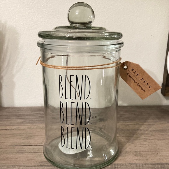 Rae Dunn Other - RAE DUNN BLEND BLEND BLEND GLASS MAKEUP SPONGE JAR (NO SPONGES)